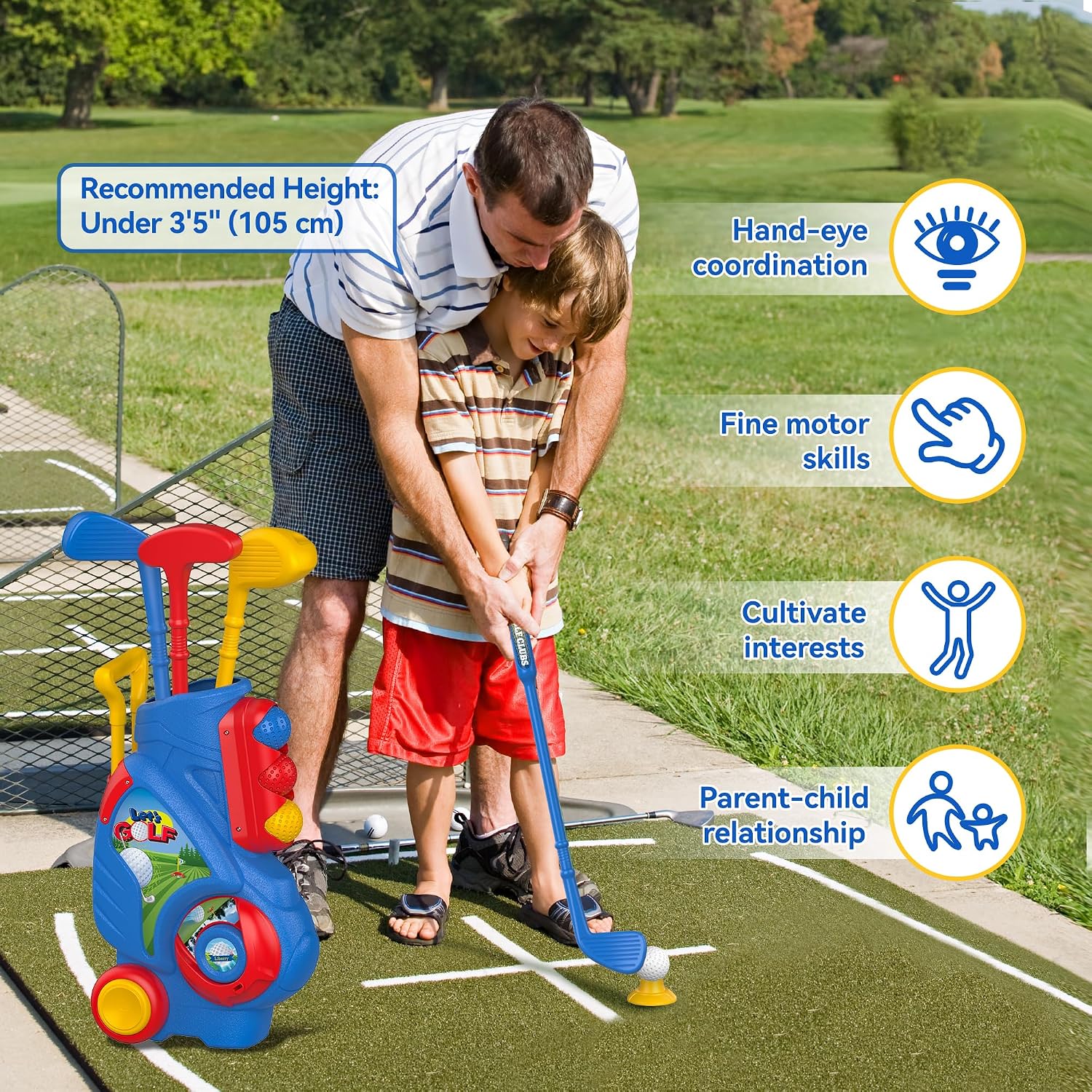 Liberry Toddler Golf Clubs Set Toy for 1 2 3 4 Years Old Boys Girls, Blue