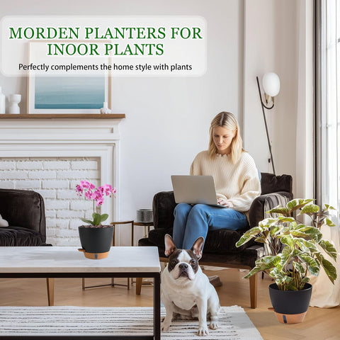 Self Watering Pots for Inoor Ourdoor Plants 10/9/8/7/6.5" Plastic Planters