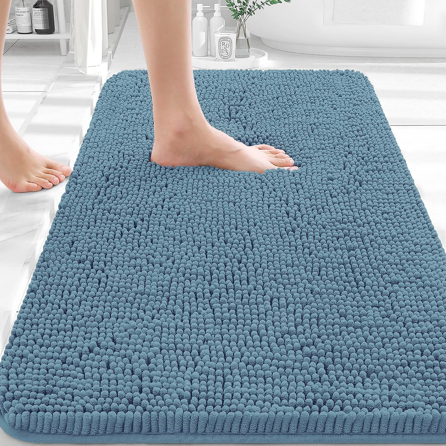 OLANLY Bathroom Rugs 32x20, Extra Soft Absorbent Chenille Bath Rugs