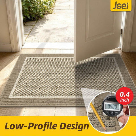JSEI Dirt Trapper Door Mat 24"x36", Non-Slip Doormat,Beige