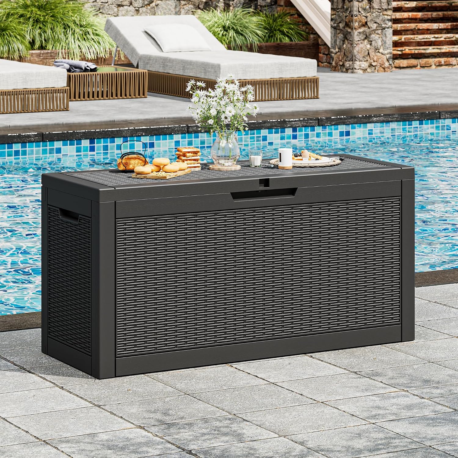Outdoor Storage Box Waterproof, 75 Gallon Deck Box for Patio Storage