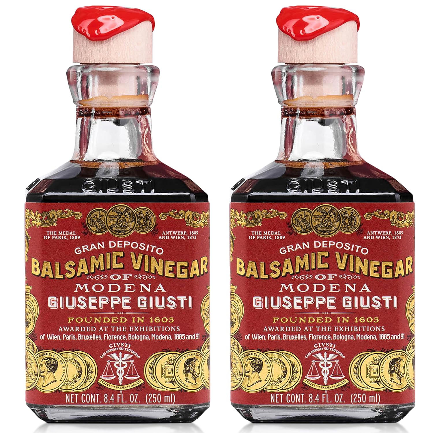 Giusti 3 Gold Medals Balsamic Vinegar of Modena IGP - 8.45 fl oz, 2 Pack