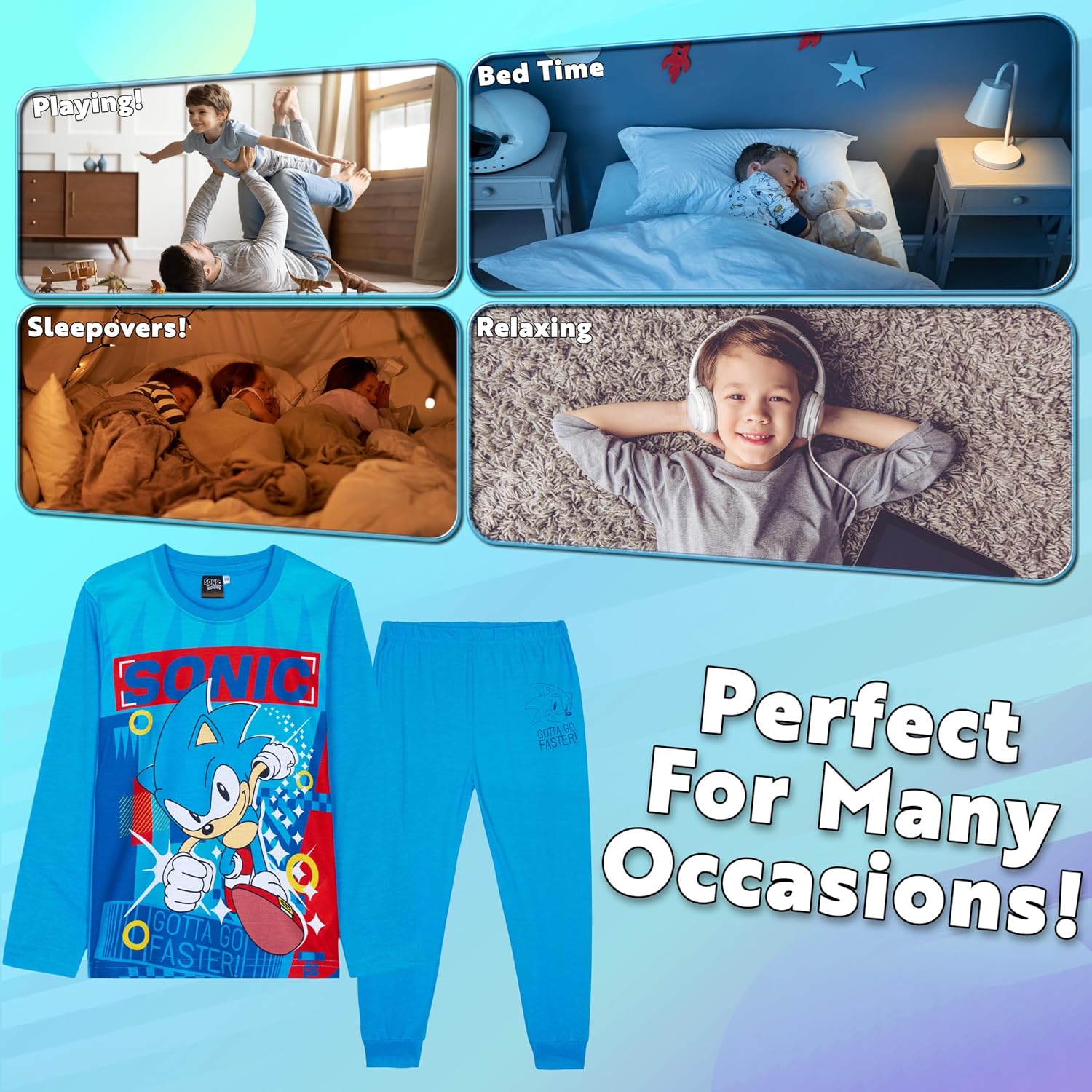 Sonic The Hedgehog Shadow Boys Pajama Set, Cozy Loungewear, Soft PJs Sleepwear - Gaming Gifts for Boys