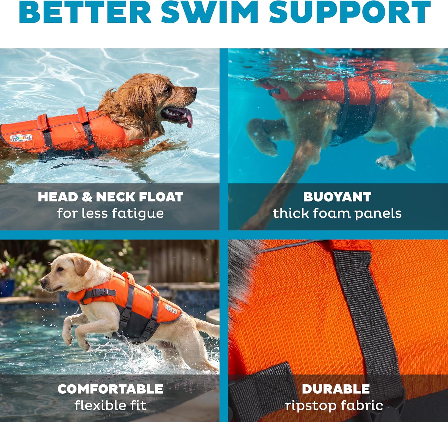 Outward Hound Granby Splash Dog Life Jacket, Life Vest, Orange, Large