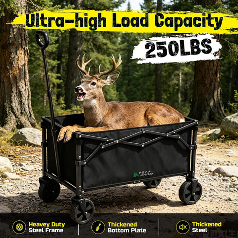Folding Wagon Cart with Wheels, 220LBS Utility Heavy Duty Wagons Carts