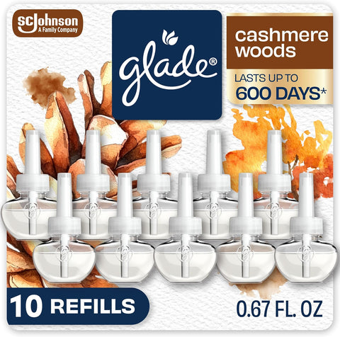 Glade PlugIns Air Freshener Refills, Cashmere Woods, 10 Count