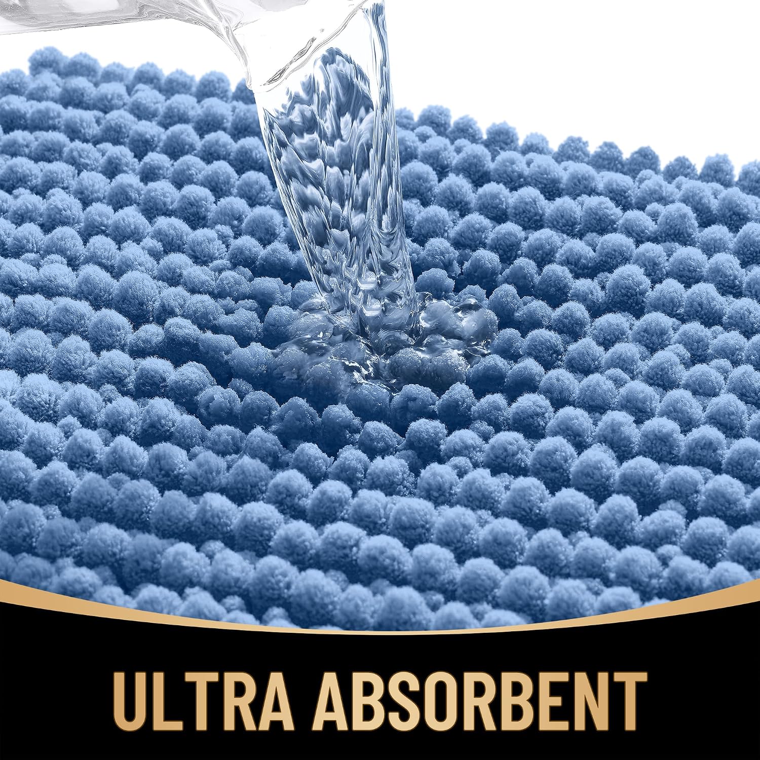 OLANLY Thick Chenille Large Bathroom Rugs Mats 59x35, Cornflower Blue