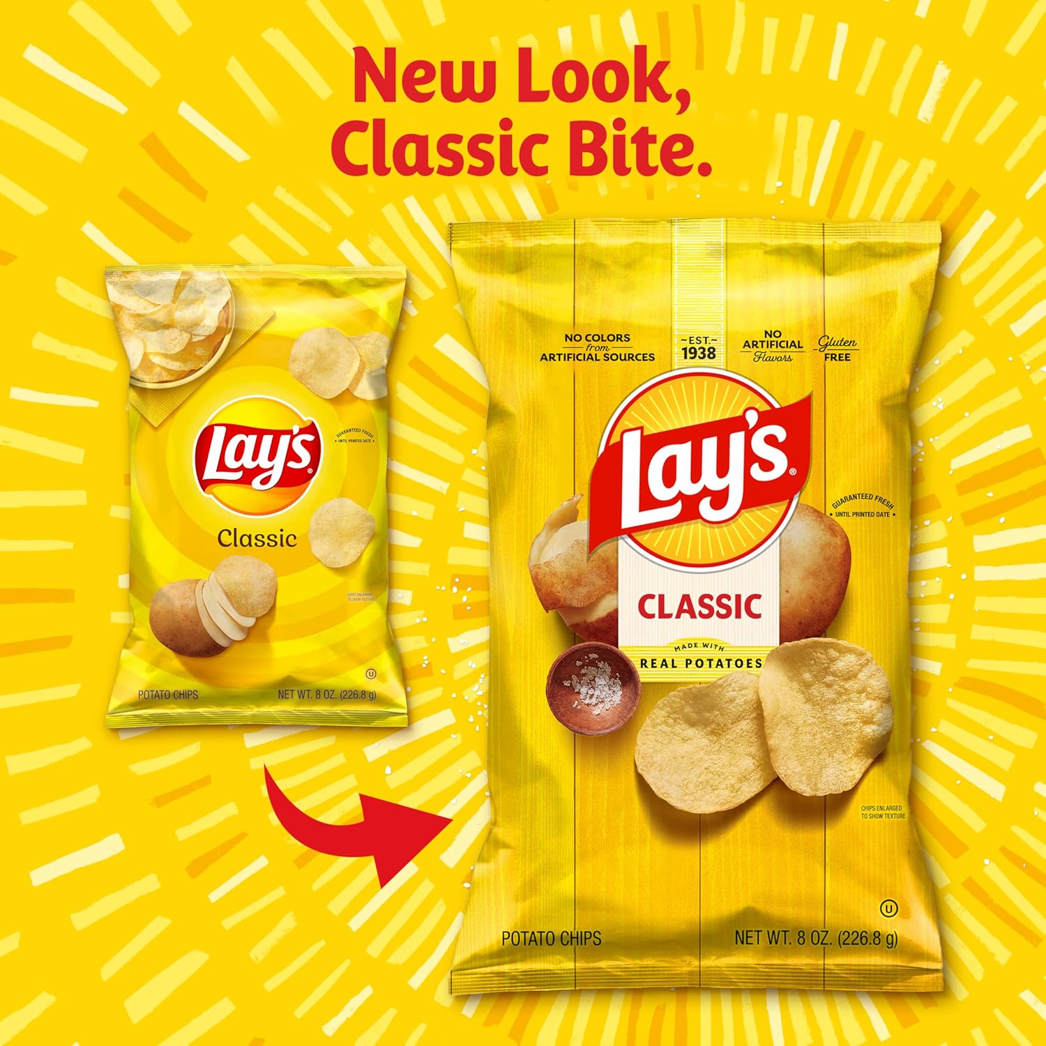 Lay's Potato Chips, Classic, 1 Ounce (Pack of 104)