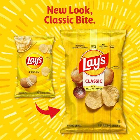 Lay's Potato Chips, Classic, 1 Ounce (Pack of 104)