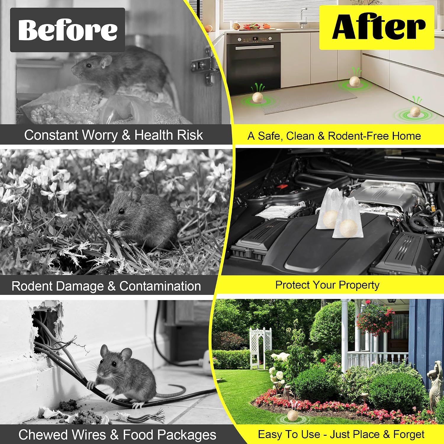 Rodent & Mice Repellent 12 PCS,Mouse Repellent Balls