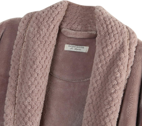 Richie House Women's Plush Soft Warm Fleece Bathrobe Robe RH1591