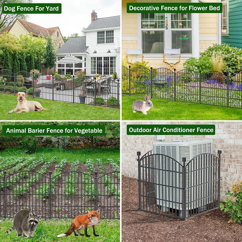 5 Panel No Dig Decorative Garden Fence 24" H x 10'L Outdoor Dog Barrier