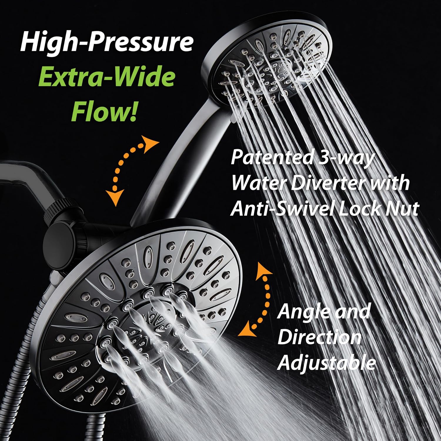 AquaDance 7" Premium High Pressure 3-way Rain & Handheld Shower Head Combo