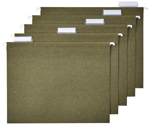 Amazon Basics Hanging File Folders, Letter Size, Standard Green, 1/5-Cut Tabs, 75 Count per box