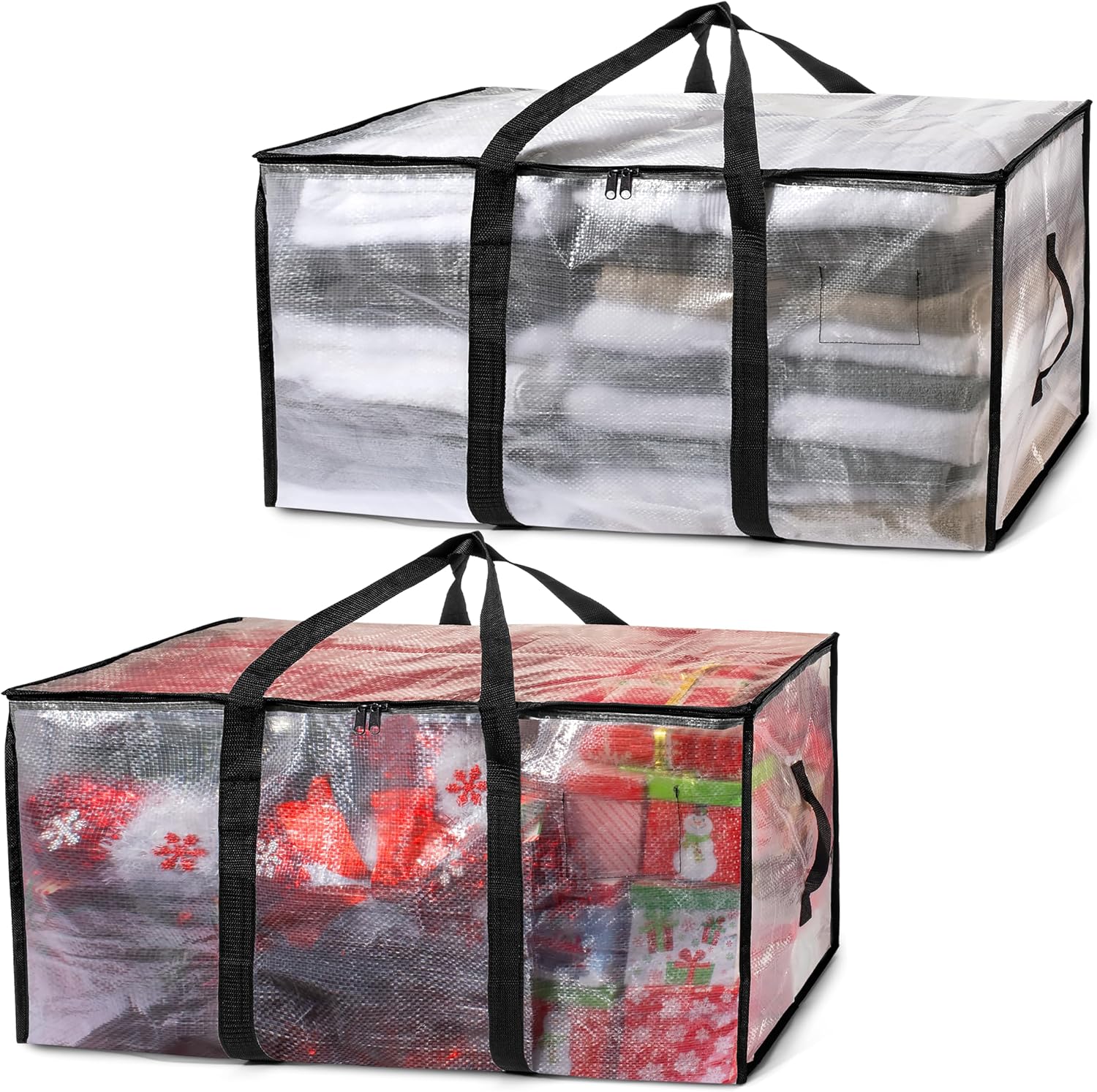 ClearSpace Heavy Duty Moving Bags or Storage Bins with Lids, Clear, 2 Pack