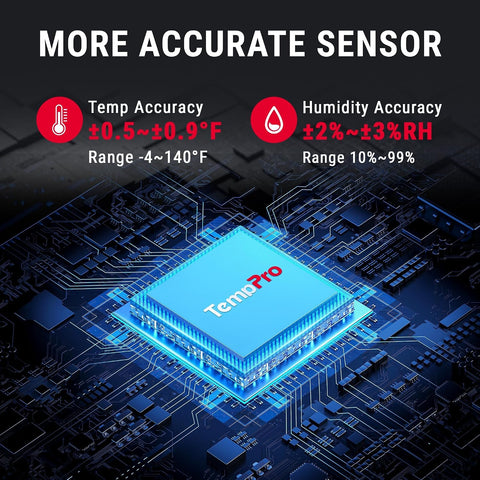 TempPro TempAir Bluetooth Thermometer Hygrometer, 260 ft Temperature Sensor