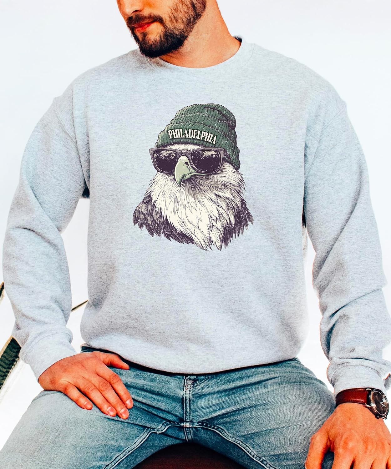 Olive Loves Apple Eagles Football Sports Sweatshirt for Men Women Youth and Toddler Boys and Girls
