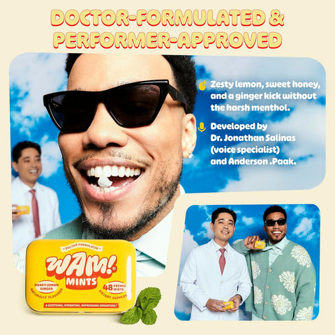 WAM! Honey Lemon Ginger Mints, Sugar Free Mints Refill, 1 Tin + 1 Pouch