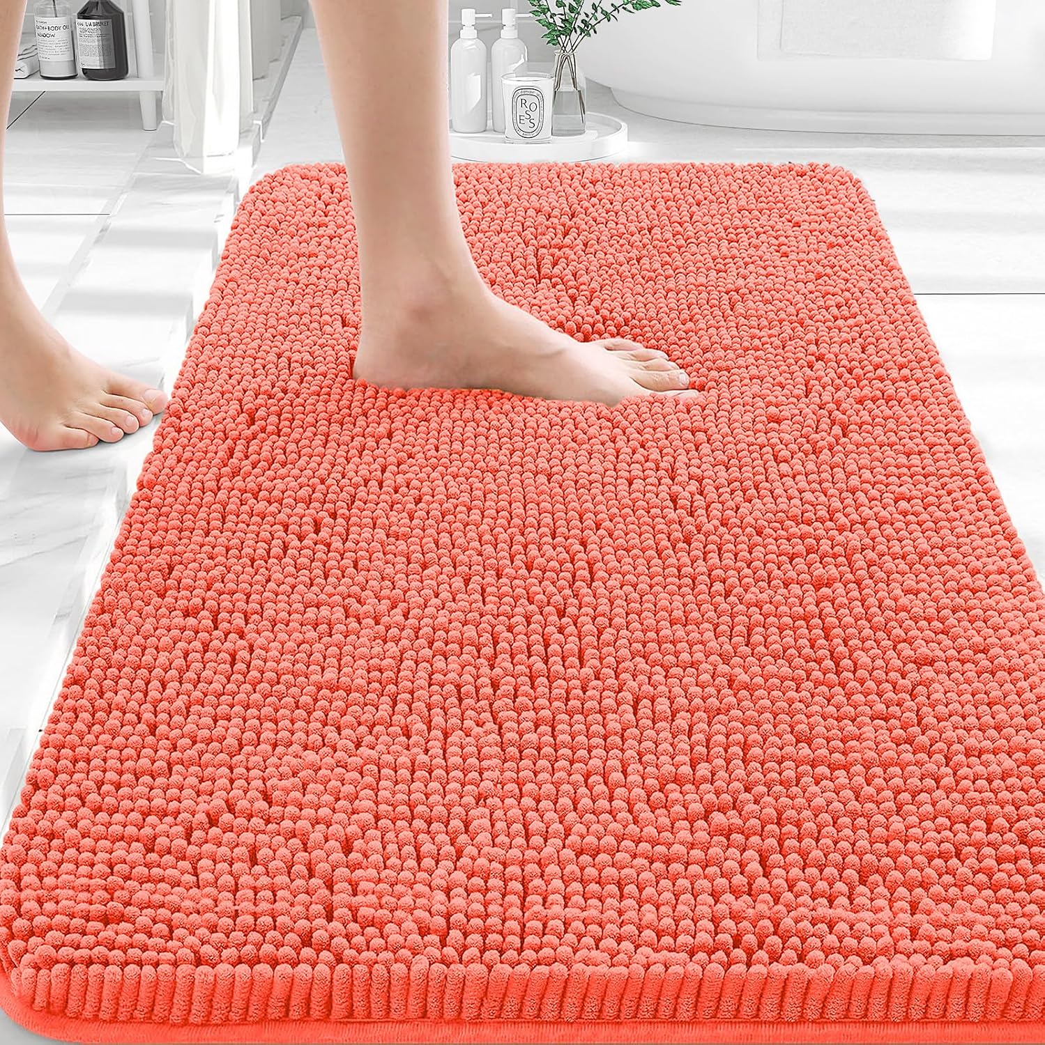 OLANLY Bathroom Rugs 35x24, Extra Soft Absorbent Chenille Bath Rugs
