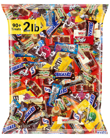 Halloween Bulk Chocolate Candy Variety Pack 2 lb, 90+ Ct Fun Size Assorted