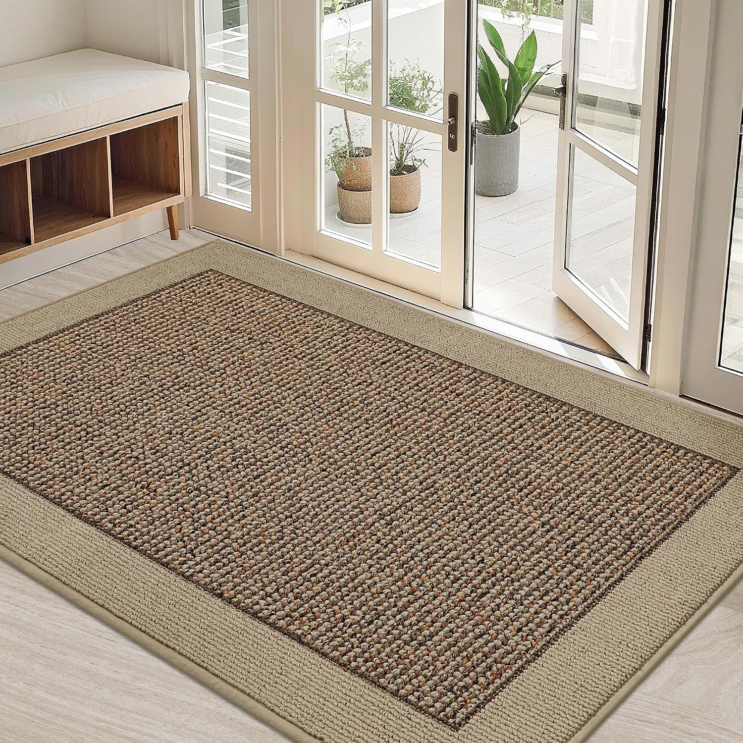 BEQHAUSE Indoor Door Mat 32" x 48", Dirt Trapper Door Mats, Taupe