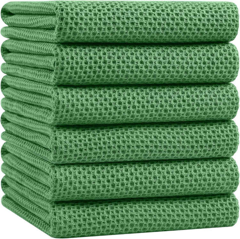 Homaxy 100% Cotton Oversized Waffle Weave Kitchen Towels 6-Pack