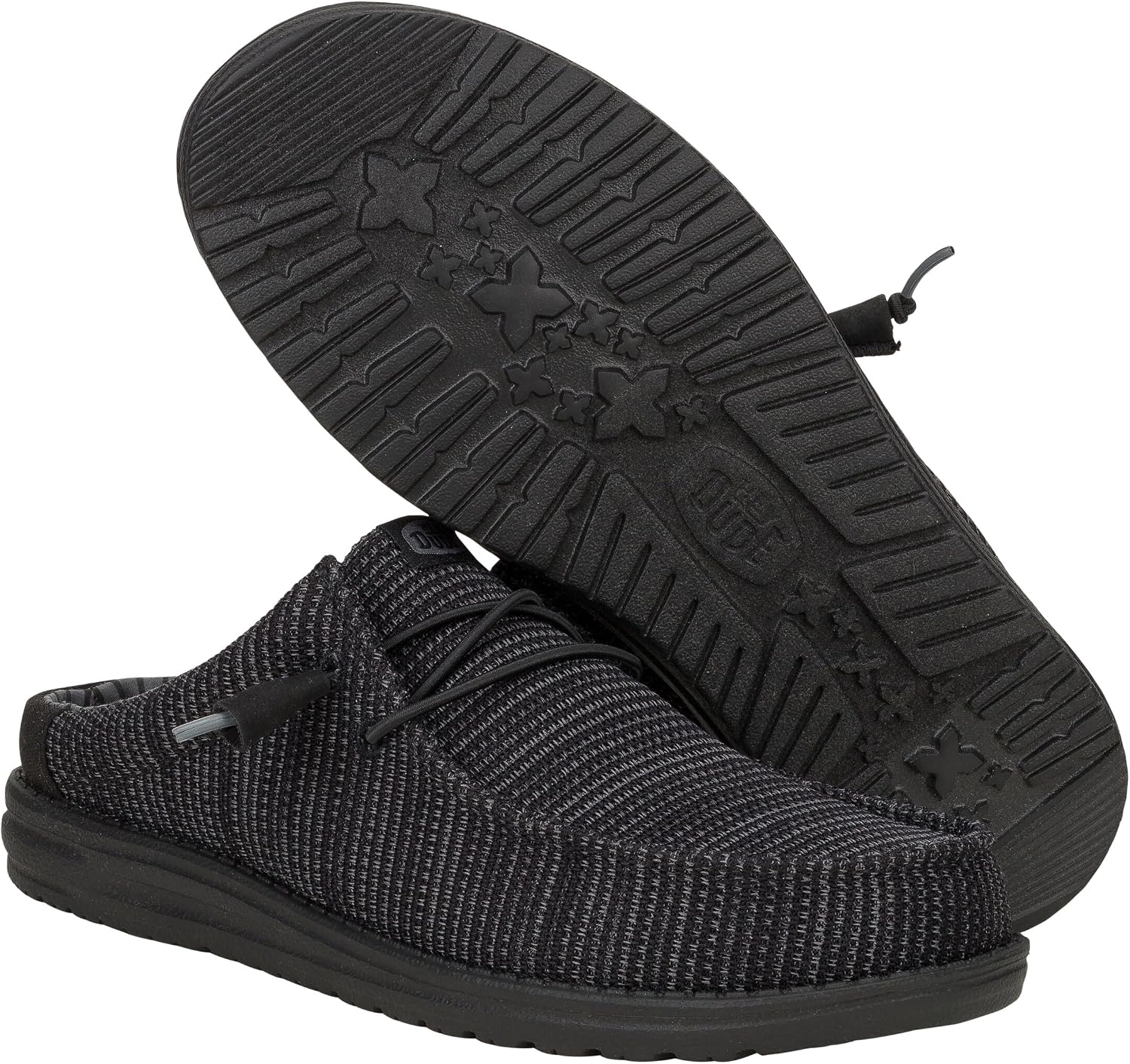 HEYDUDE Men's Wally Slip Stretch Canvas Mule, Black, Size 14