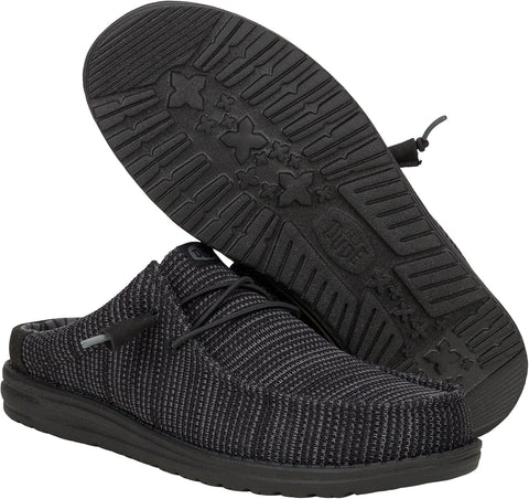 HEYDUDE Men's Wally Slip Stretch Canvas Mule, Black, Size 14