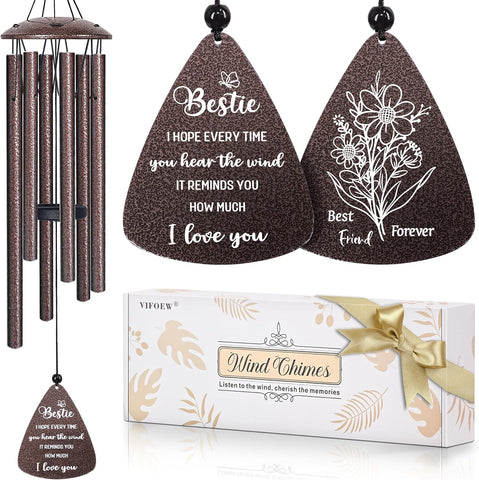 Bestie Gifts, 32" Bronze Wind Chimes, Best Friend Birthday Gifts for Women