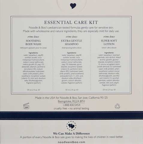 Noodle & Boo Essential Care 3 Piece Kit Super Soft Baby Lotion, Extra Gentle Shampoo and Soothing Body Wash, 2 Oz of each