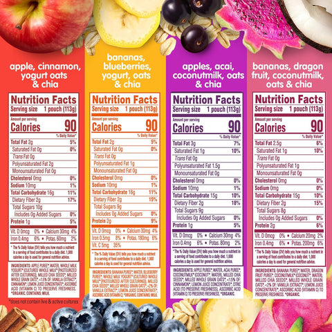 Happy Tot Organics Stage 4 Baby Food Pouches, Gluten Free, Super Morning Fruit & Oat Variety Pack Blend 4 Oz (Pack of 16), Amazon Exclusive
