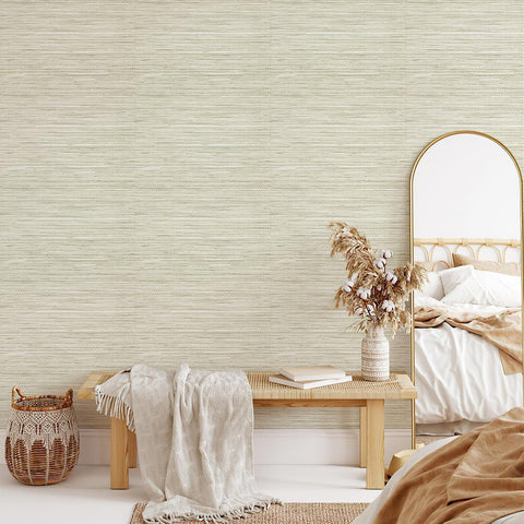 JiffDiff Grasscloth Wallpaper Peel and Stick Cream Grassweave Stick on Wallpaper Textured Self Adhesive Contact Paper 1181" x 17.3"