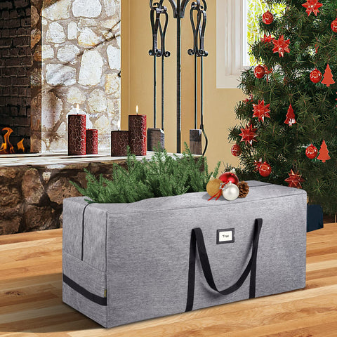 BALEINE 9 ft Christmas Tree Storage Bag, Heavy Duty 900D Oxford Fabric with Reinforced Handles and Dual Zippers Wide Opening, Extra Large Storage Container for Trees and Decorations (Grey)