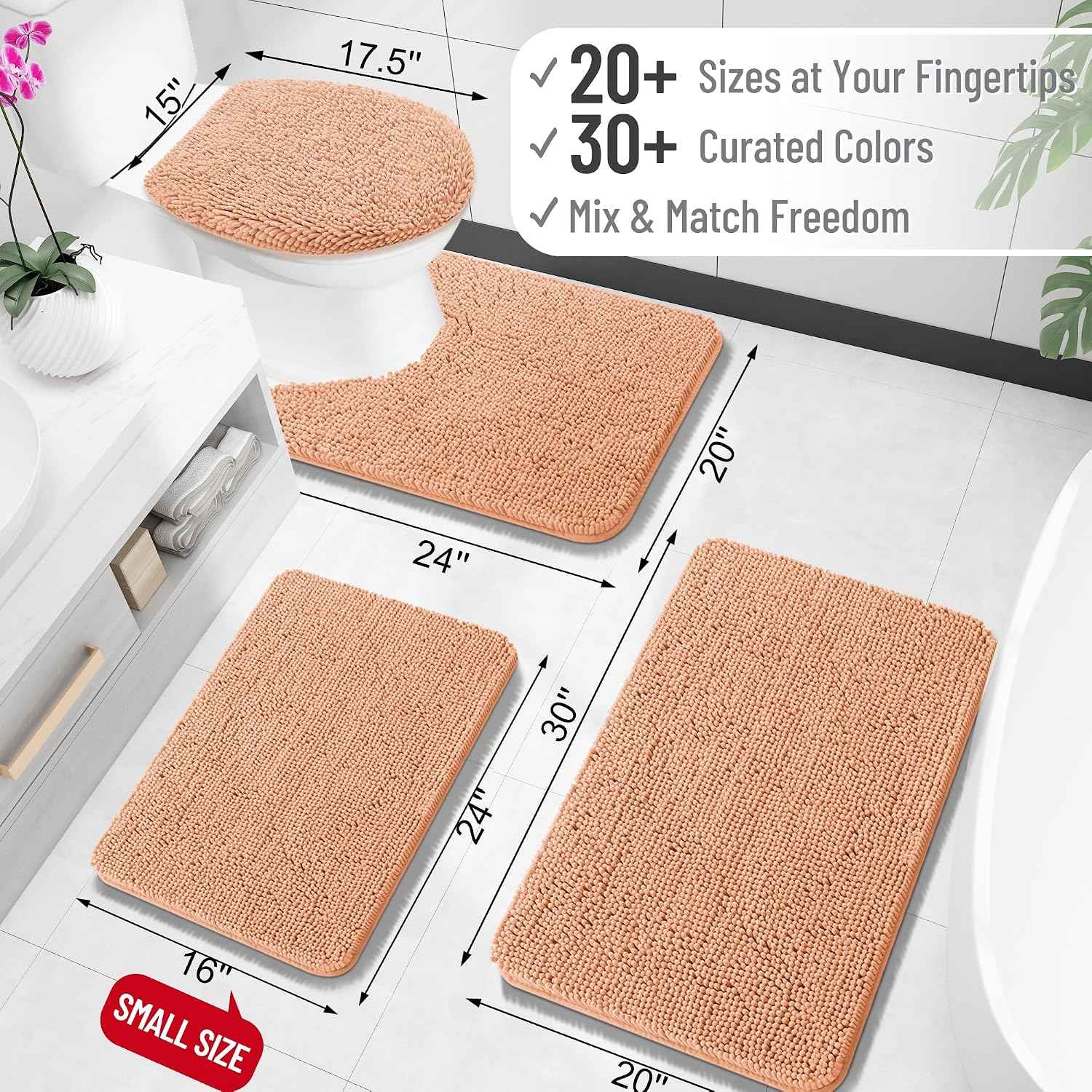 OLANLY Bathroom Rugs 36x24, Extra Soft Absorbent Chenille Bath Rugs