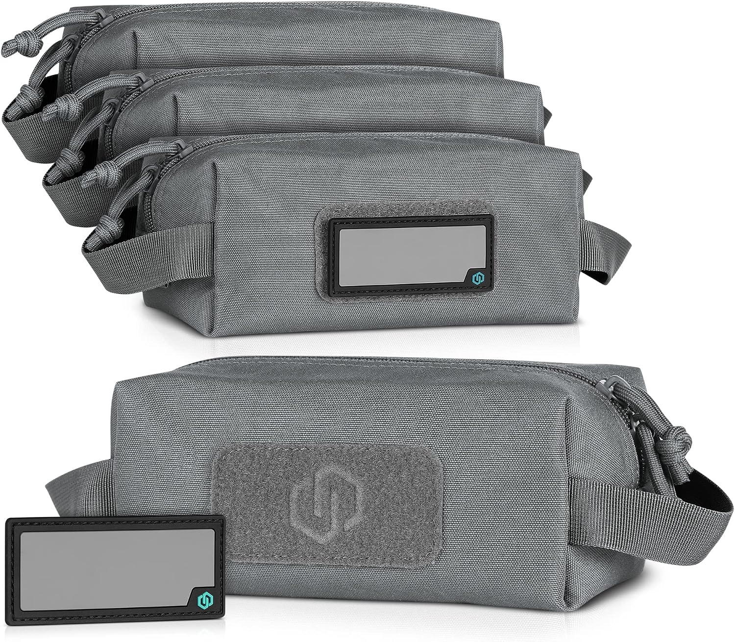 Savior Equipment Loose Sacs 4-Pack Tactical Ammo Pouch Firearm Ammunition Carrier Bag, ID Patches Included, Rifle Carbine Pistol Revolver Ammos Case Shooting Range Gear