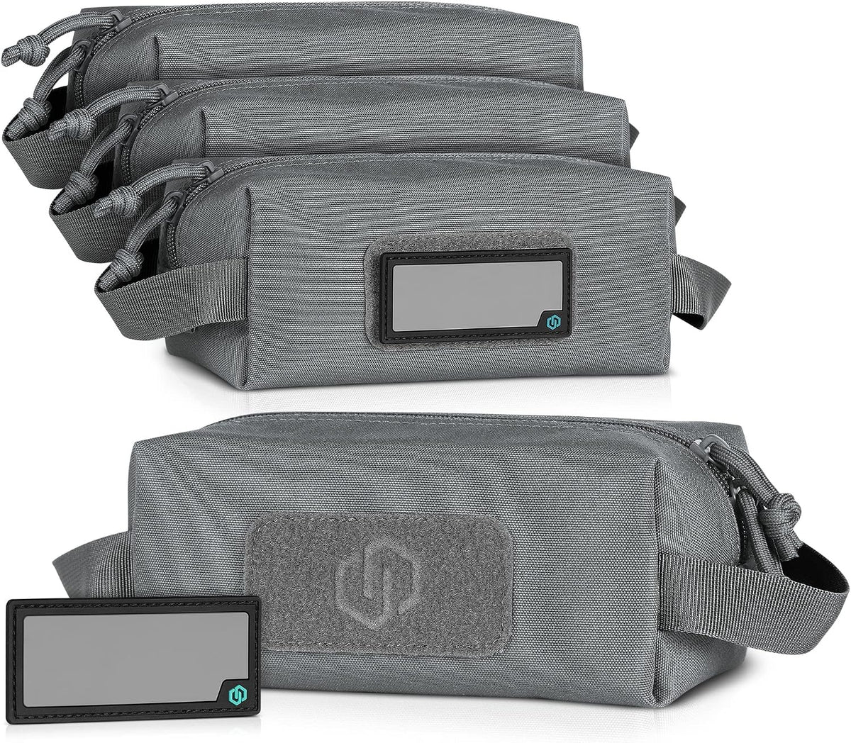 Savior Equipment Loose Sacs 4-Pack Tactical Ammo Pouch Firearm Ammunition Carrier Bag, ID Patches Included, Rifle Carbine Pistol Revolver Ammos Case Shooting Range Gear