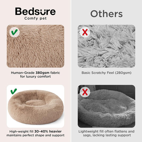 Bedsure Calming Dog Bed Medium Size Dog Donut Washable Pet Bed,30ins Camel