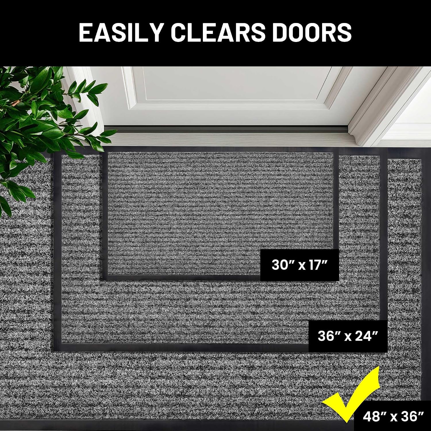Front Door Mat, Indoor Outdoor Welcome Muddy Doormat, 48x36 Battleship Gray