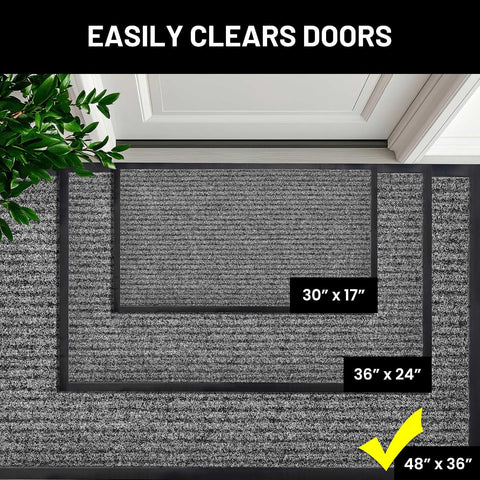 Front Door Mat, Indoor Outdoor Welcome Muddy Doormat, 48x36 Battleship Gray