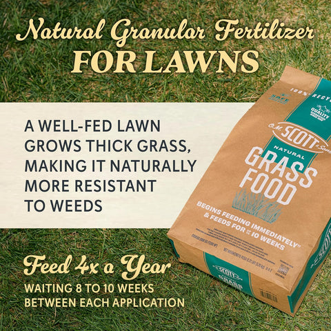 O.M. Scott and Sons Natural Grass Food - Grass Fertilizer for Lawns, Feeds up to 10 Weeks, Covers 2,000 sq. ft., 12.72 lb. (Pack of 3)