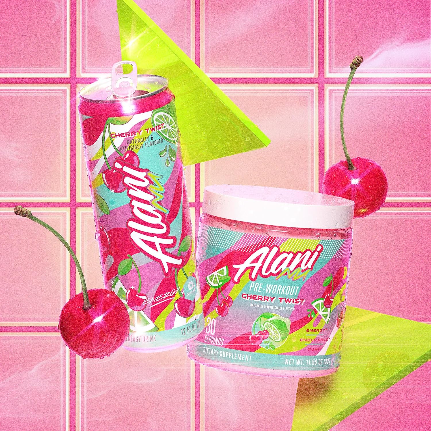 Alani Nu Pre Workout Powder Cherry Twist, Amino Energy Boost, Endurance Supplement, Sugar Free, 200mg Caffeine, L-Theanine, Beta-Alanine, L-Citrulline, 30 Servings