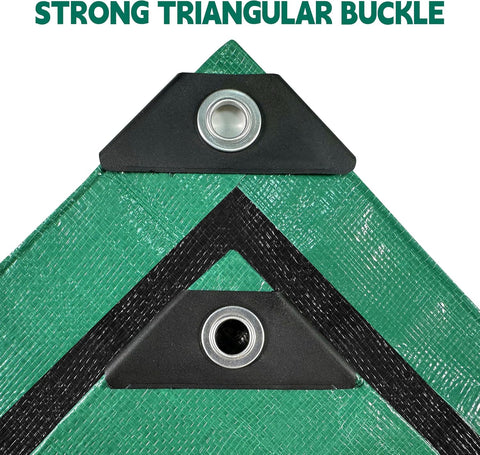 15x15 ft Heavy Duty Tarp 10mil UV Reinforced Grommets Green&Black