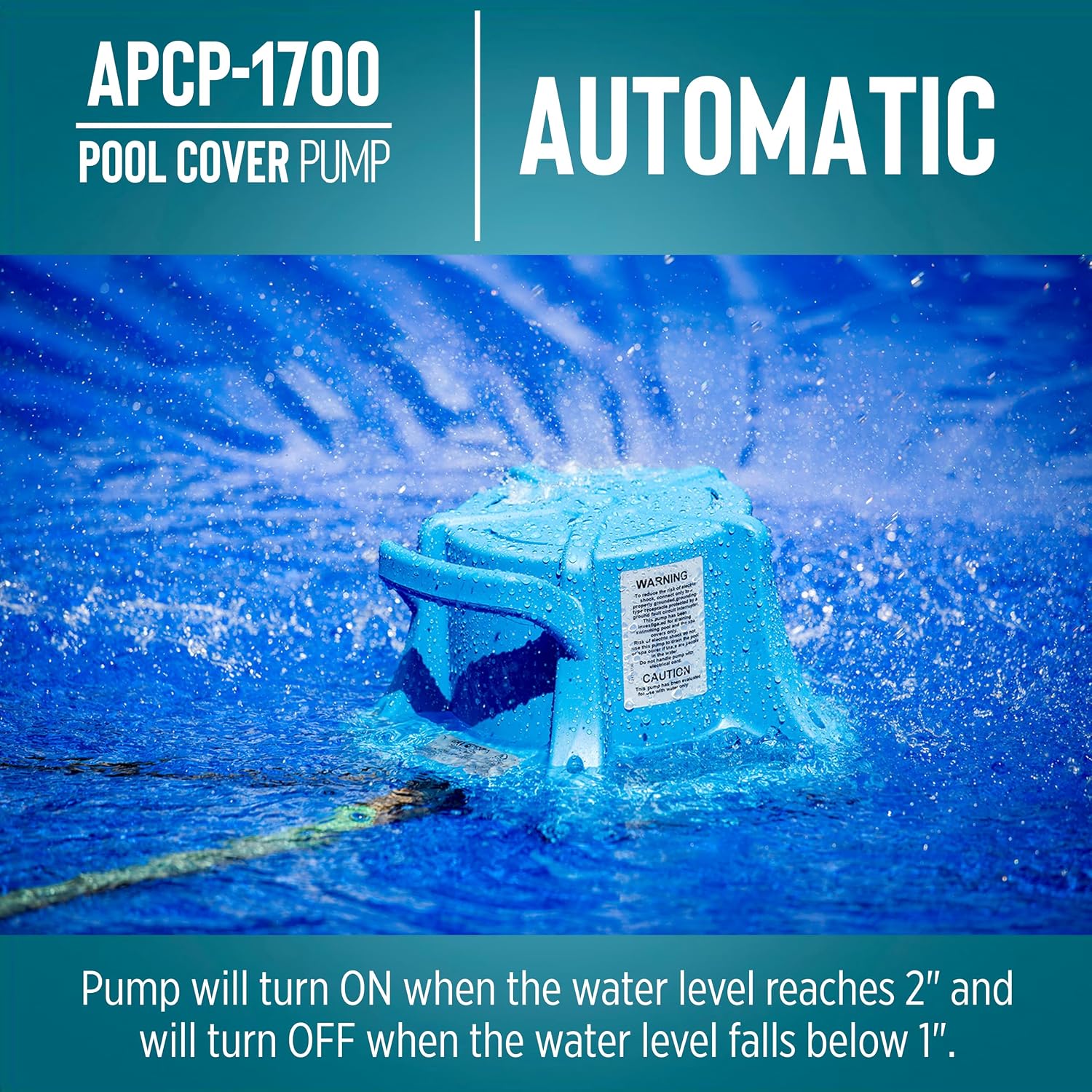 Little Giant APCP-1700 1/3 HP, 1745 GPH Automatic Pool Cover Pump, 25' Cord