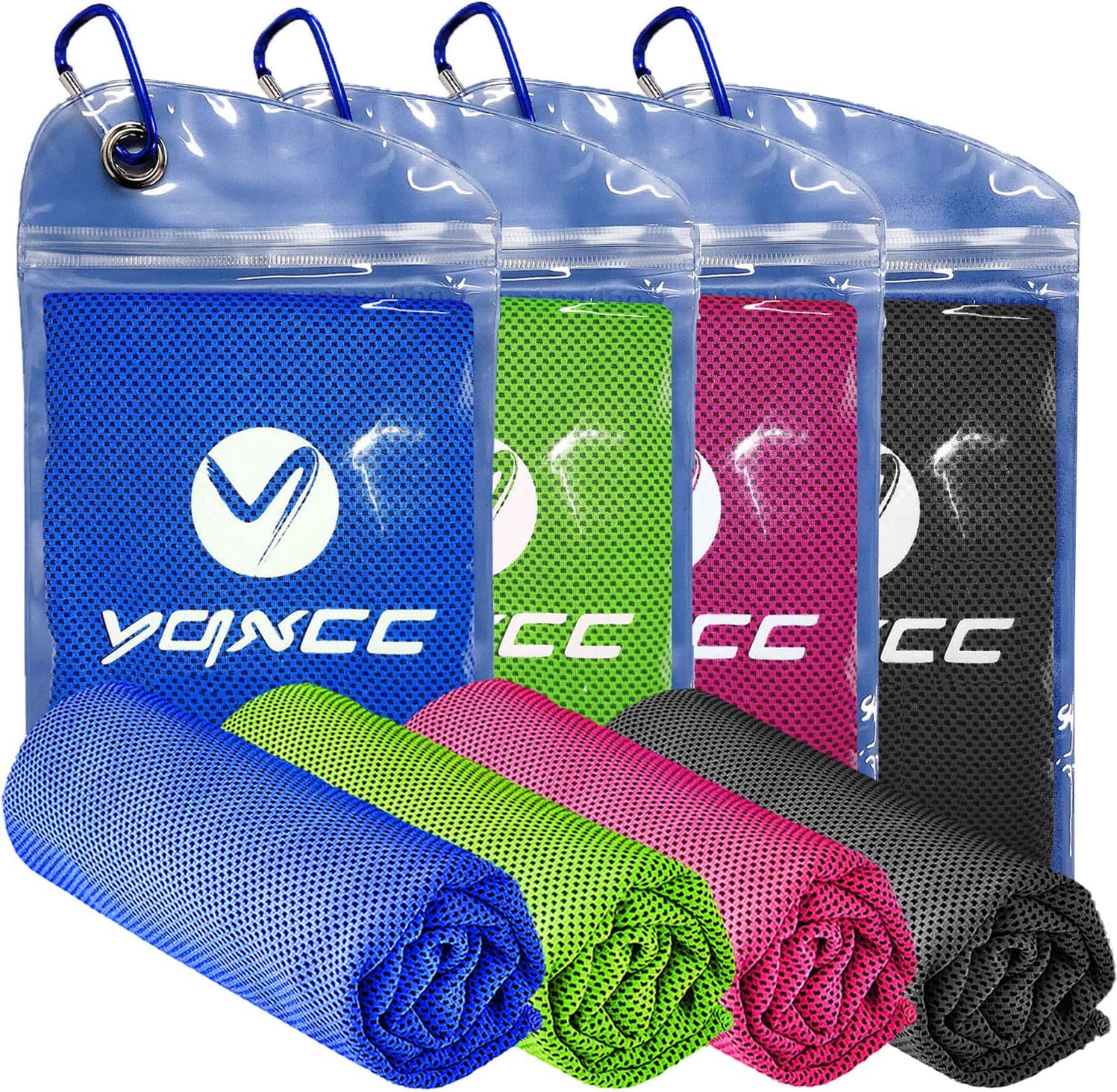 YQXCC 4 Pack Cooling Towels (47"x12"), Ice Cool Towels for Neck & Face