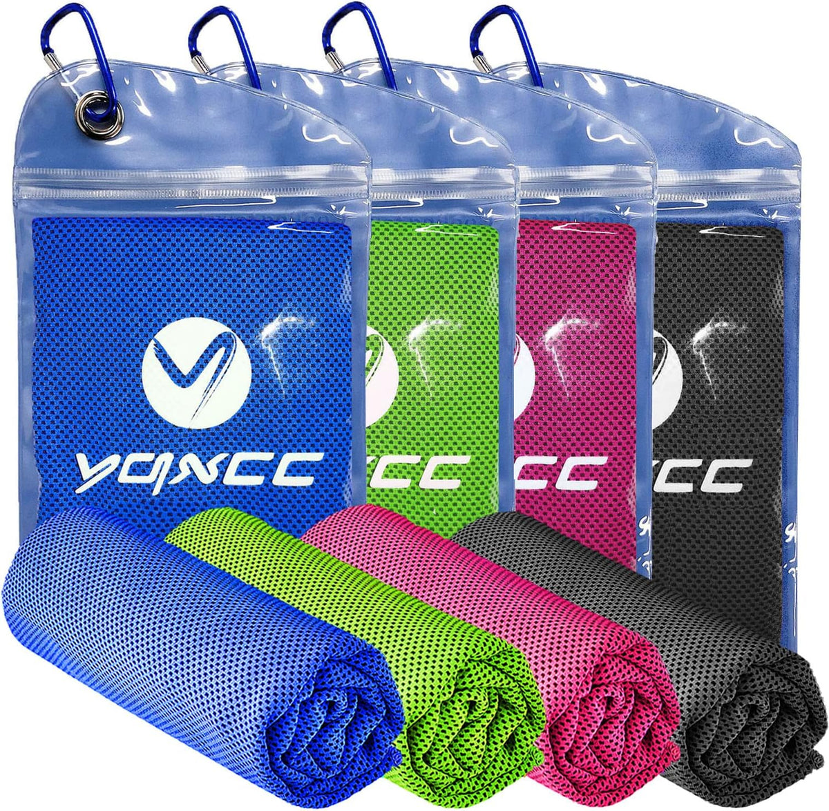 YQXCC 4 Pack Cooling Towels (47"x12"), Ice Cool Towels for Neck & Face