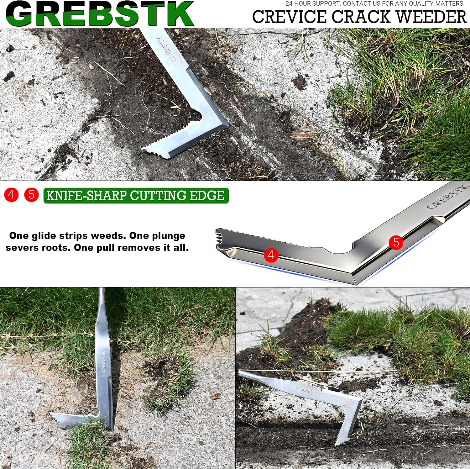GREBSTK Crack Weeder Crevice Weeding Stainless Steel Sharp Lightweight Tool