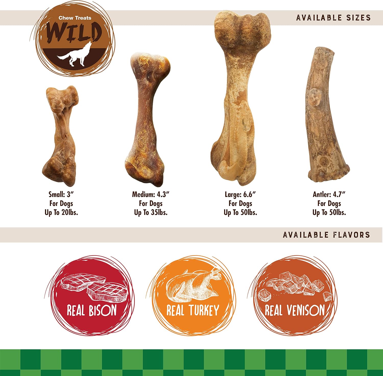 Nylabone Healthy Edibles Wild Dog Treats, Bison Flavor, Medium, 2 Count