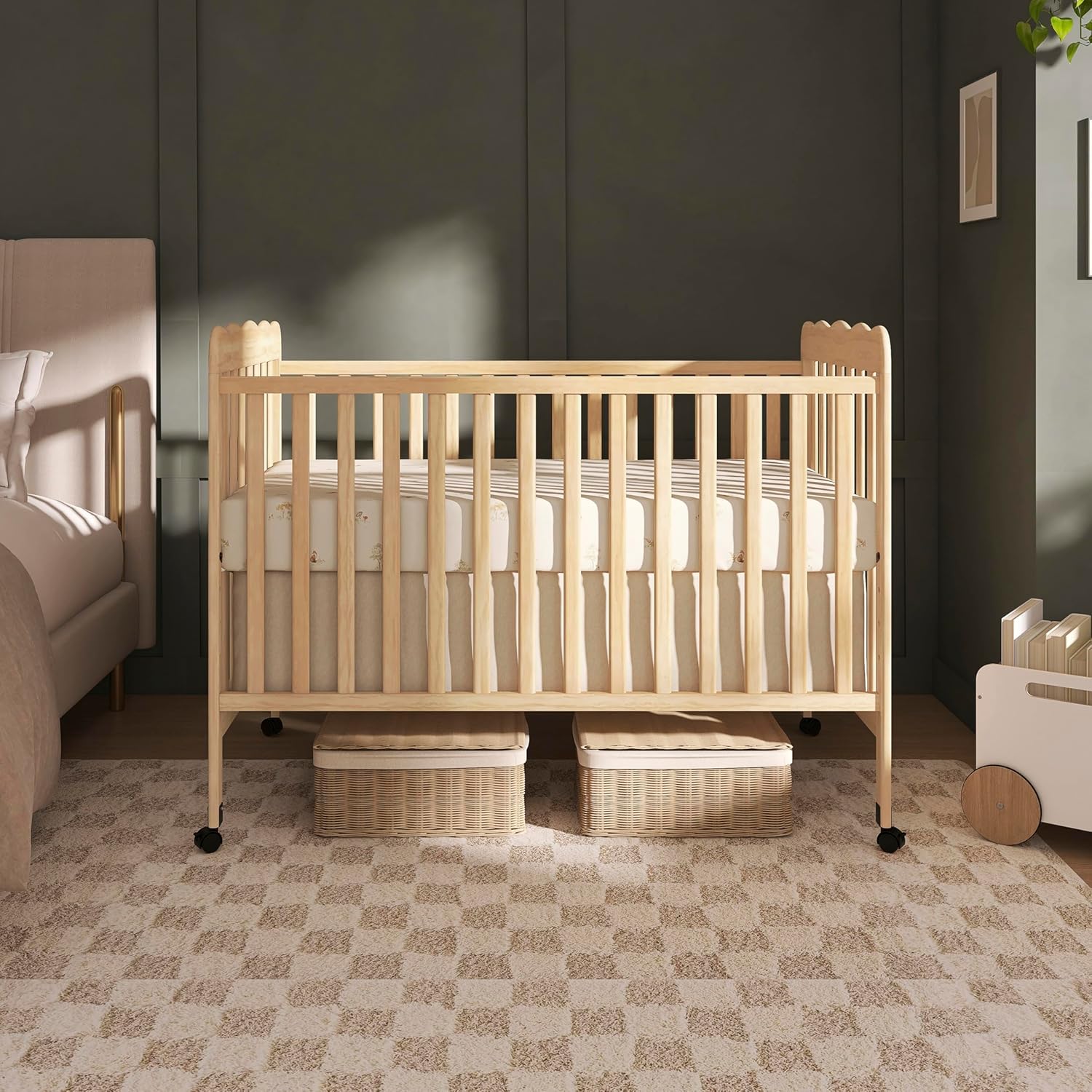 Dream On Me Full Size Carson 3-in-1 Convertible Baby Crib, Locking Wheels