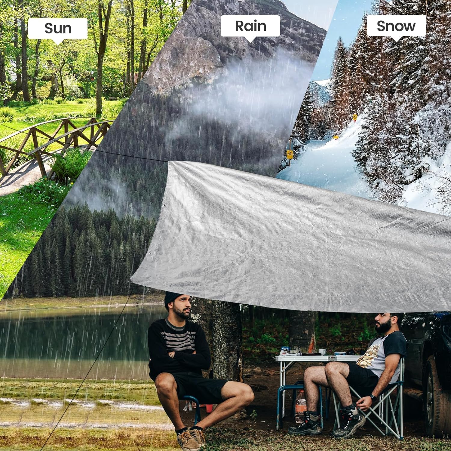 TICONN Heavy Duty Tarp Cover Waterproof, Extra Thick UV Resistant Tarpaulin