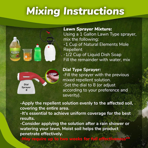Natural Elements Mole and Vole Repellent – 100% Castor Oil Formula – Lawn and Yard Treatment – Covers Large Areas – 128 oz (1 Gallon)
